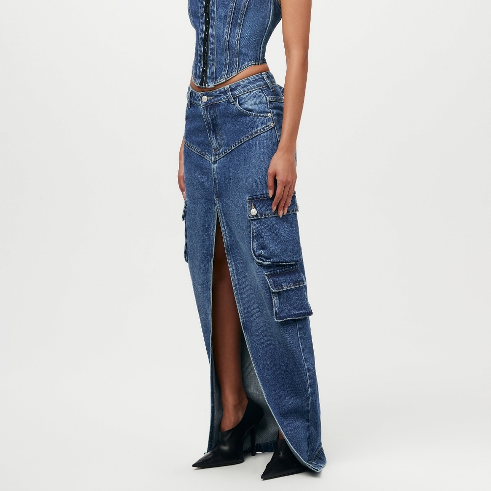 Naked Wardrobe denim cargo skirt